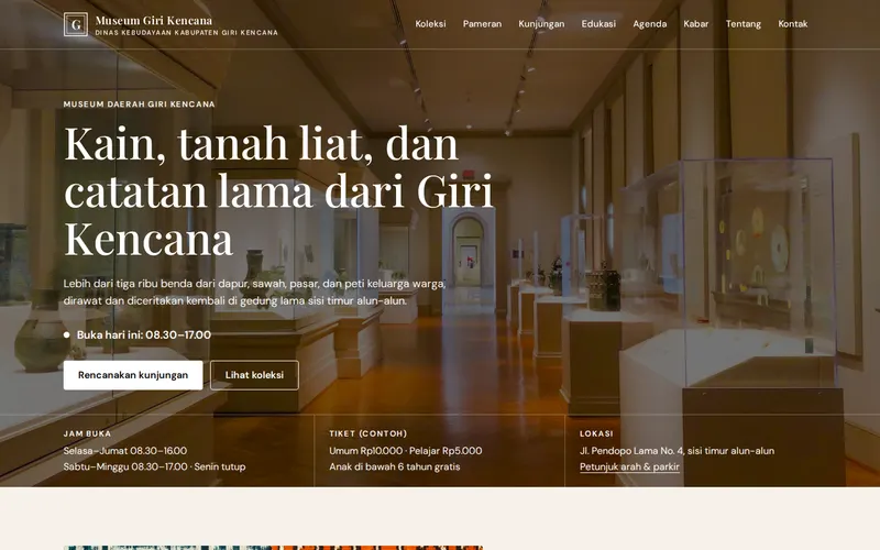 Tampilan halaman awal Museum Daerah Giri Kencana