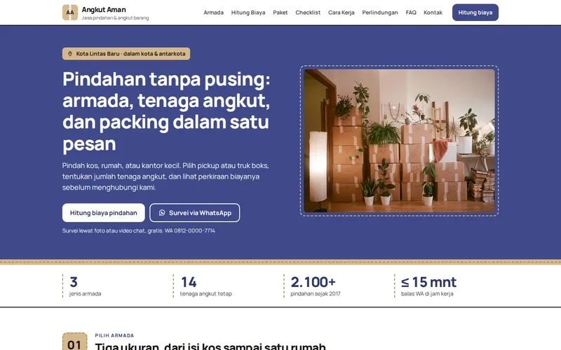 Tampilan halaman awal Angkut Aman