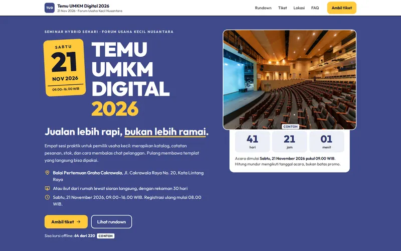 Tampilan halaman awal Temu UMKM Digital