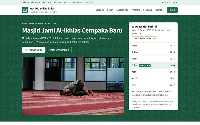Tampilan halaman awal Masjid Jami Al-Ikhlas