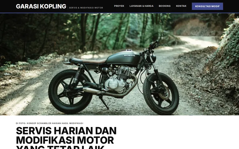 Tampilan halaman awal Garasi Kopling