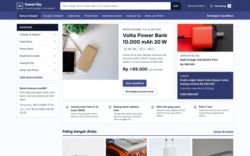 Tampilan halaman awal Gawai Kita